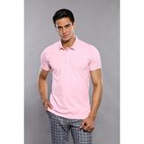 Wessi Erkek Polo Yaka Slim Fit düz Tişört - Pembe
