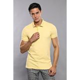 Wessi Erkek Polo Yaka Slim Fit düz Tişört - Sarı