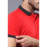 Wessi Erkek Polo Yaka Slim Fit Düz Tişört - XXL - Kırmızı