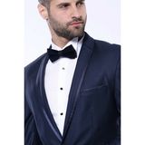 Wessi Erkek Şal Yaka Slim Fit Damatlık Takım Elbise - 44 - 6 Drop - Koyu Mavi