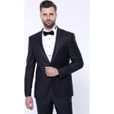 Wessi Erkek Şal Yaka Slim Fit Damatlık Takım Elbise - 50 - 6 Drop - Lacivert