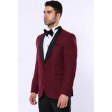 Wessi Erkek Şal Yaka Smokin Ceket Slim Fit Ceket - Bordo - 48