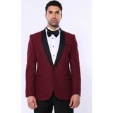 Wessi Erkek Şal Yaka Smokin Ceket Slim Fit Ceket - Bordo - 50