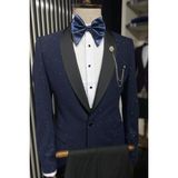 Wessi Erkek Şal Yaka Smokin Ceket Slim Fit Ceket - Lacivert - 60