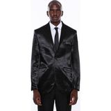 Wessi Erkek Saten Desenli Mono Yaka Slim Fit Takım Elbise - 52 - 6 Drop - Siyah