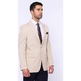 Wessi Erkek Sivri Yaka Slim Fit Spor Ceket - Krem - 48