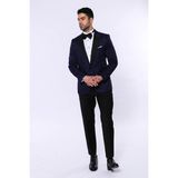 Wessi Erkek Sivri Yaka Smokin Ceket Slim Fit Ceket - Lacivert - 56
