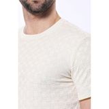 Wessi Erkek Slim Fit Bisiklet Yaka Desenli Pamuk Tişört - Krem