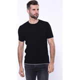 Wessi Erkek Slim Fit Bisiklet Yaka Desenli Pamuk Tişört - Siyah