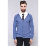Wessi Erkek Slim Fit Desensiz Pamuk Hırka - Açık Mavi