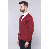 Wessi Erkek Slim Fit Desensiz Pamuk Hırka - Bordo