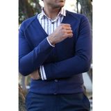 Wessi Erkek Slim Fit Desensiz Pamuk Hırka - Lacivert