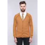 Wessi Erkek Slim Fit Desensiz Pamuk Hırka - Taba