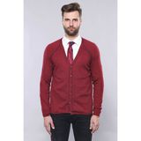 Wessi Erkek Slim Fit Desensiz Pamuk Hırka - XL - Bordo