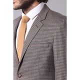Wessi Erkek Slim Fit Mona Yaka Desenli Klasik Ceket - Kahverengi - 48