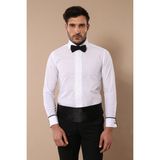 Wessi Erkek Slim Fit Pileli Manşetli Damatlık Pamuk Gömlek - Beyaz