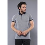 Wessi Erkek Slim Fit Polo Yaka Desenli Pamuk Tişört - XL - Gri