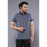 Wessi Erkek Slim Fit Polo Yaka Desenli Pamuk Tişört - XL - Lacivert