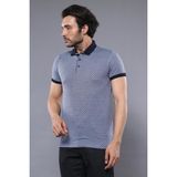 Wessi Erkek Slim Fit Polo Yaka Desenli Pamuk Tişört - XL - Mavi