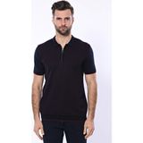 Wessi Erkek Slim Fit Polo Yaka Fermuarlı Desenli Tişört - Lacivert