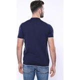 Wessi Erkek Slim Fit Polo Yaka Fermuarlı Desenli Tişört - XL - Koyu Mavi