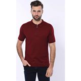 Wessi Erkek Slim Fit Polo Yaka Örme Düz Pamuk Tişört - Bordo