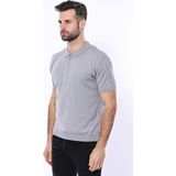 Wessi Erkek Slim Fit Polo Yaka Örme Düz Pamuk Tişört - XXL - Gri
