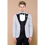 Wessi Erkek Slim Fit Yelekli Sivri Yaka Damatlık - 48 - 6 Drop - Gri
