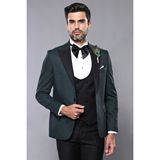 Wessi Erkek Slim Fit Yelekli Sivri Yaka Damatlık - 50 - 6 Drop - Yeşil