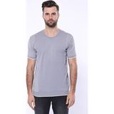 Wessi Erkek Slimf Fit Bisiklet Yaka Kenarları Desenli Tişört - XL - Gri
