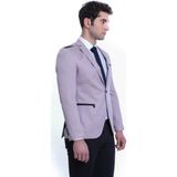 Wessi Erkek Tek Düğme Omuz Dikişli Slim Fit Yazlık Ceket - Gri - 50