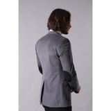 Wessi Erkek Torba Cep Biyeli Mono Yaka Slim Fit Ceket - Açık Gri - 46