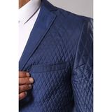 Wessi Erkek Üç Boyutlu Kapitone Slim Fit Spor Ceket - Koyu Mavi - 48