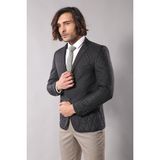 Wessi Erkek Üç Boyutlu Kapitone Slim Fit Spor Ceket - Siyah - 48