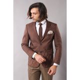 Wessi Erkek Üç Boyutlu Kapitone Slim Fit Spor Ceket - Taba - 56