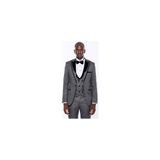 Wessi Erkek Yelekli Damatlık Slim Fit Takım Elbise - 50 - 6 Drop - Gri