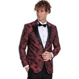 Wessi Floral Desenli Slim Fit Bordo Erkek Smokin Ceket - 60