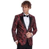 Wessi Floral Desenli Slim Fit Bordo Erkek Smokin Ceket