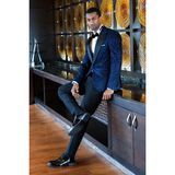 Wessi Hipnoz Desen Sivri Yaka Slim Fit Lacivert Erkek Smokin Ceket - 62