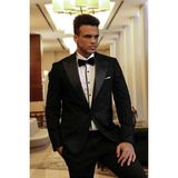 Wessi Hipnoz Desen Sivri Yaka Slim Fit Siyah Erkek Smokin Ceket - 52