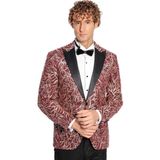 Wessi Işıltılı Sarmaşık Desenli Slim Fit Bordo Erkek Smokin Ceket - 46