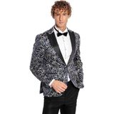 Wessi Işıltılı Sarmaşık Desenli Slim Fit Lacivert Erkek Smokin Ceket - 52