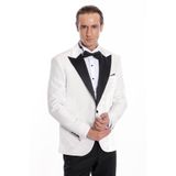 Wessi Kadife Slim Fit Beyaz Erkek Smokin Ceketi