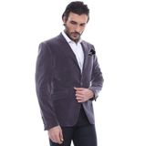 Wessi Kadife Slim Fit Gri Erkek Ceket