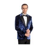Wessi Kadife Slim Fit Mavi Erkek Smokin Ceket