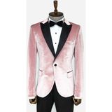 Wessi Kadife Slim Fit Tek Düğmeli Pembe Erkek Balo Ceket - Wessi - 48