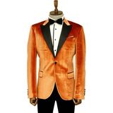 Wessi Kadife Slim Fit Tek Düğmeli Taba Erkek Balo Ceket - Wessi - 44
