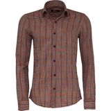 Wessi Kahverengi Kareli Slim-Fit Gömlek - 2XL - Bej