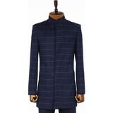 Wessi Kareli Desenli Hakim Yaka Lacivert Erkek Kaban - 50