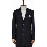 Wessi Kaşe Slim Fit Geniş Yaka Gri Erkek Kaban - 48 - Siyah